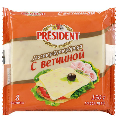 Сыр плавленый Мастер Бутерброда с ветчиной нарезка 8