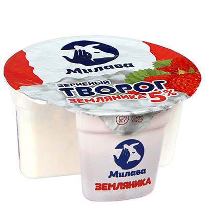 Творог Милава Зерненый земляника 5%